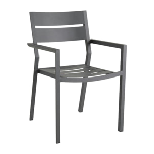 Chaise de jardin avec accoudoirs en aluminium gris ardoise (lot de 2) STOCKHOLM