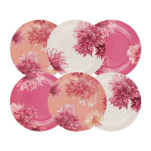 Lot de 6 grandes assiettes, FLORA