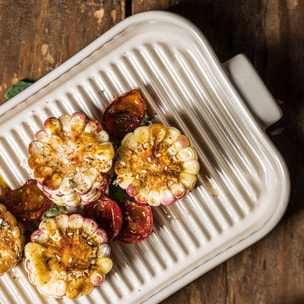 Plat à four grille en grès beige  OCTAVE