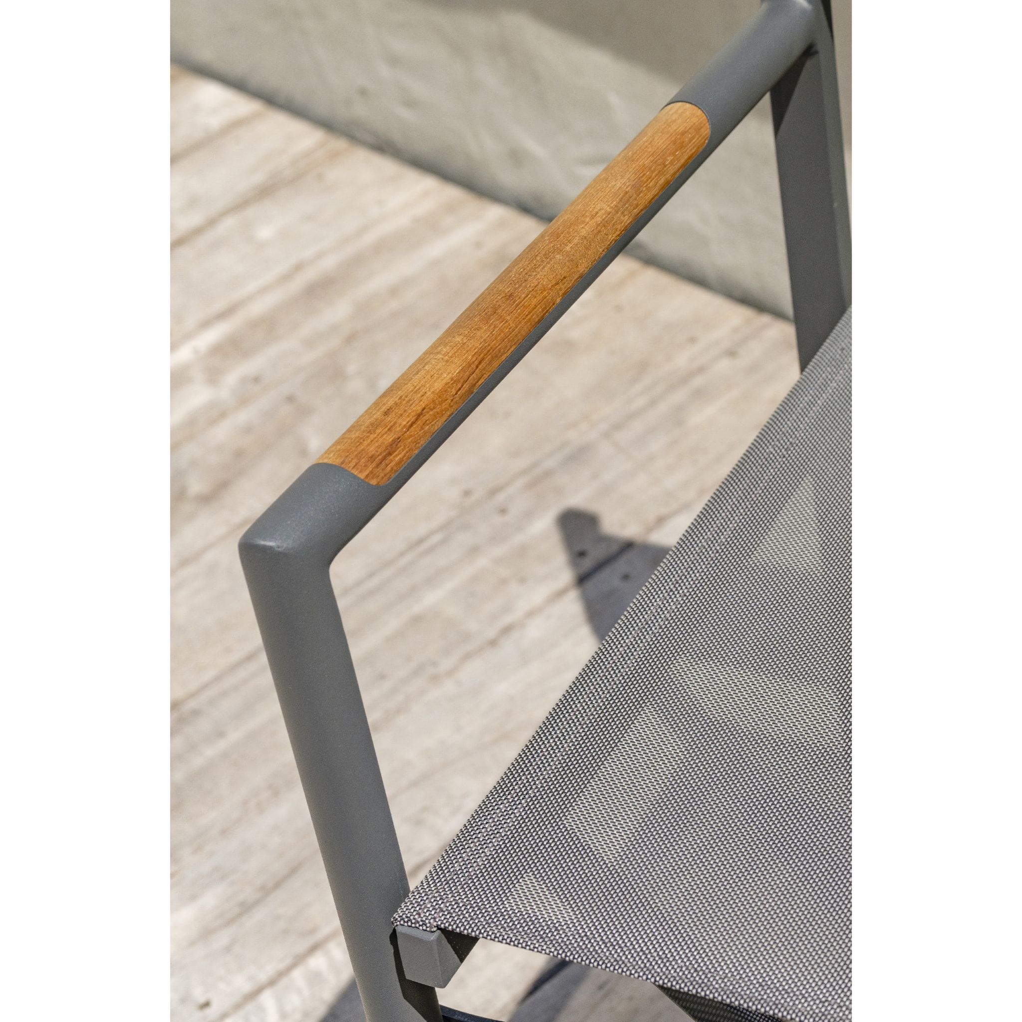 HONFLEUR - Fauteuil de jardin en toile plastifiée et aluminium gris anthracite
