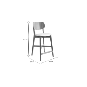 Tabouret de bar bois clair chêne et blanc H65 cm LUCIA