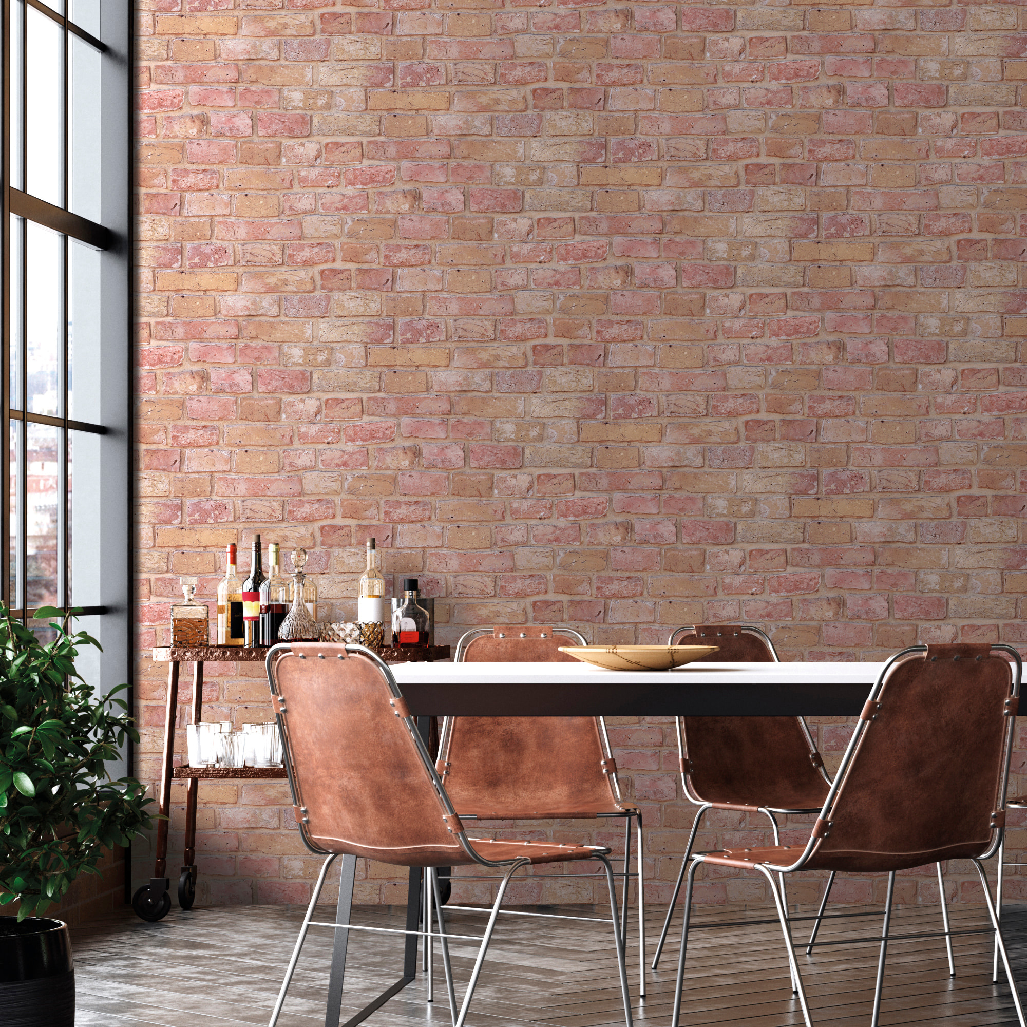 Papel pintado CERAMIKO, Brickwall terracota 53x1000 cm