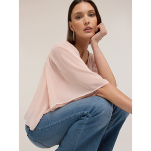 Motivi - Blusa de georgette con bordados ajouré - Rosa