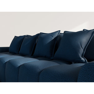 Adelaide - canapé d'angle réversible 4 places avec pouf d'appoint en tissu texturé - Bleu