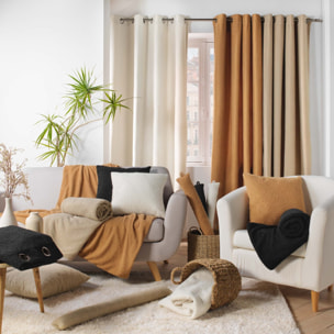 Rideau bouclette à oeillets - Marron Clair