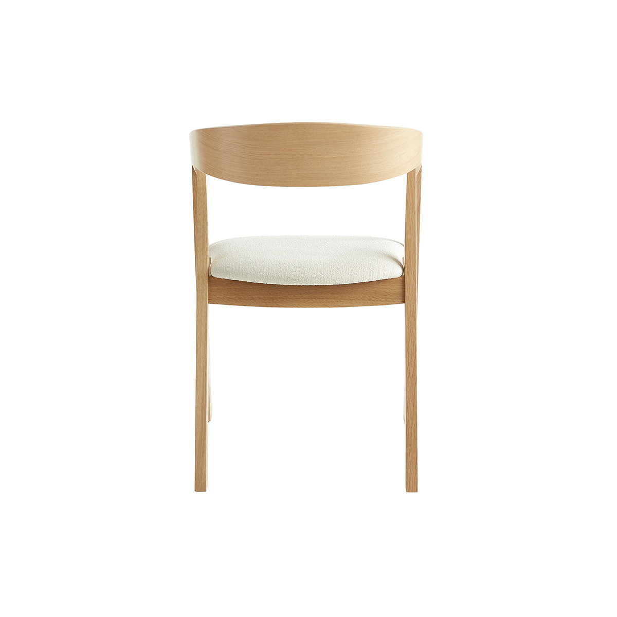 Chaises scandinaves empilables en bois clair chêne et tissu effet laine bouclée blanc cassé (lot de 2) LOVA
