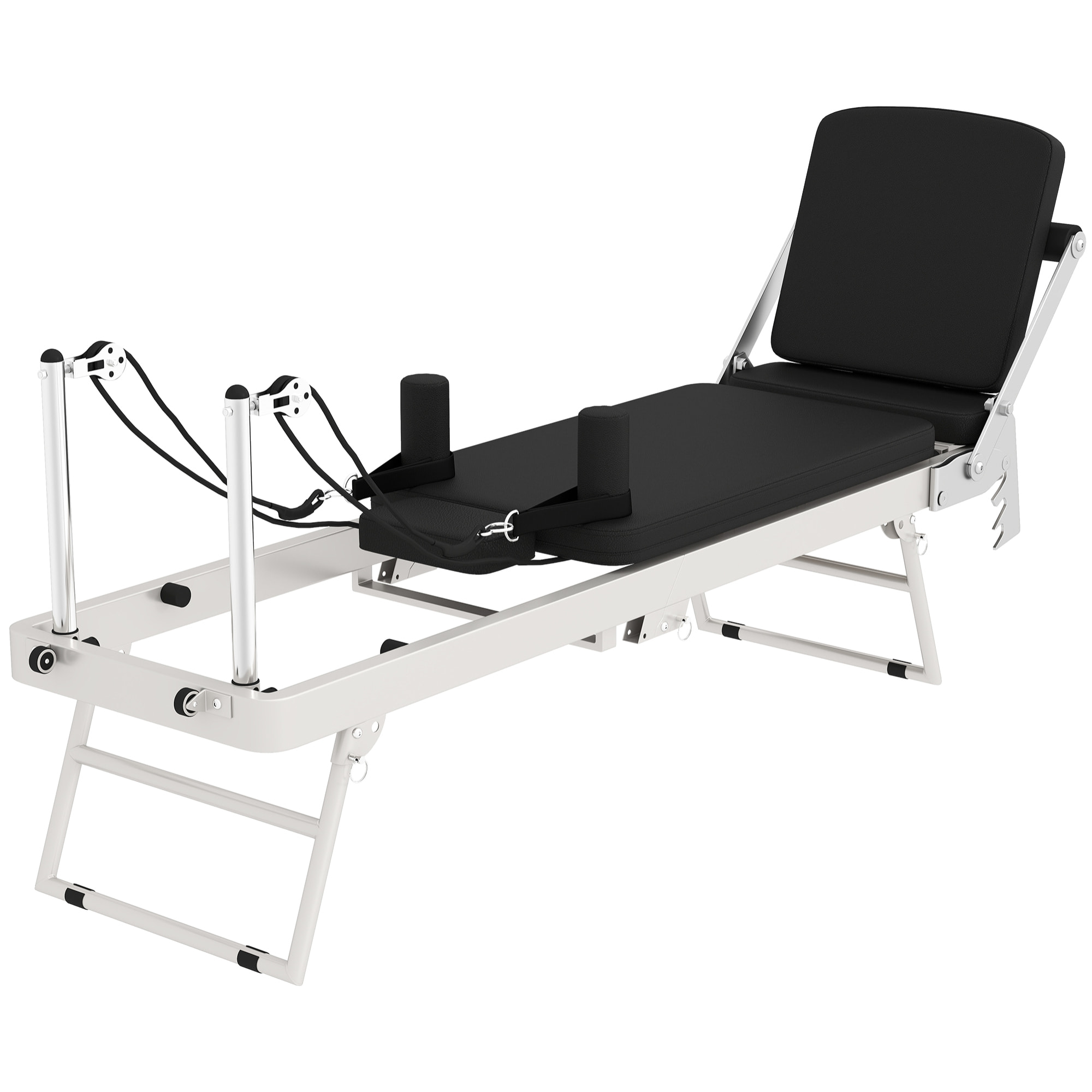 Machine reformer pilates pliable système hybride 4 ressorts acier blanc