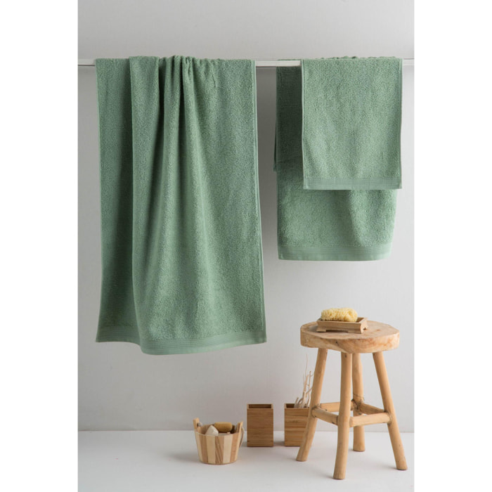Set de 3 serviettes en coton 450 gr/m2 couleur Mousse