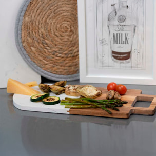 DAM TAGLIERE IN LEGNO E MARMO NERO CON MANICO 18x38x1,5 Cm. Colore nero