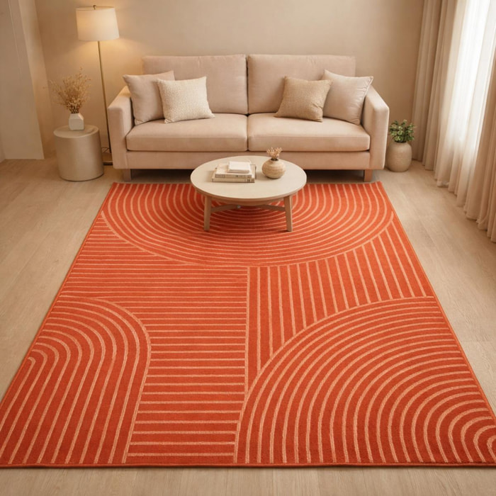 Tapis salon et chambre tissé motif géométrique SUDU