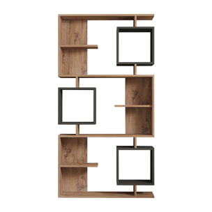 Bibliothèque design asymétrique 172cm effet bois et gris anthracite SOHO