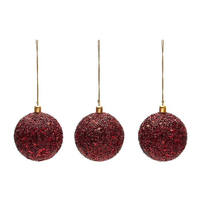 Set Briam de 3 bolas colgantes decorativas grandes rojo