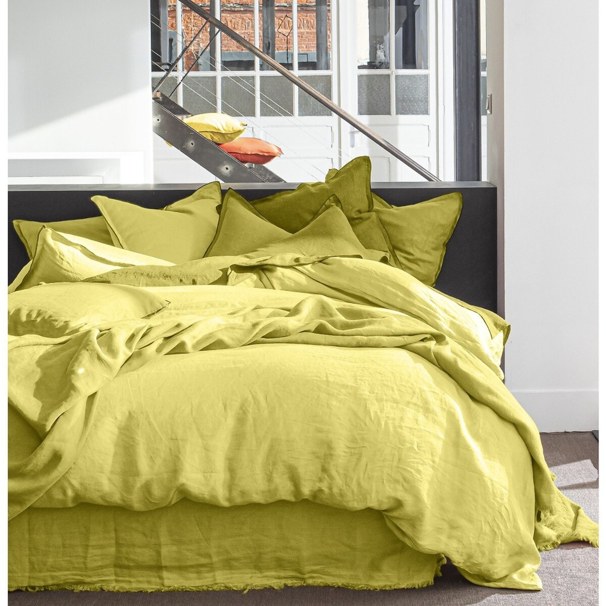 Drap Plat 240x300cm 100%lin LavÉ 160g Poire