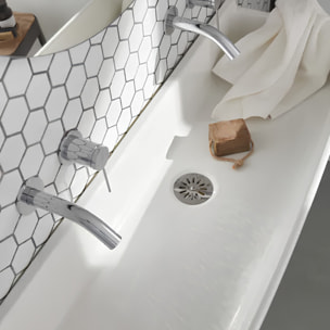 Lavabo suspendu Duo céramique blanc avec paire d'équerres réglables