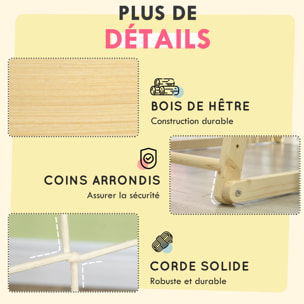Ensemble d'escalade aire de jeux 5 en 1 avec balançoire, mur d'escalade, filet à grimper, échelle horizontale, jouets d'escalade pour enfants, 120 x 105 x 120 cm, bois naturel
