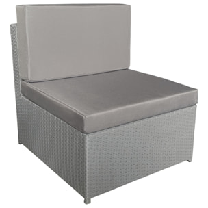 Salon de jardin BONIFACIO en résine tressée gris 6 places - coussin gris