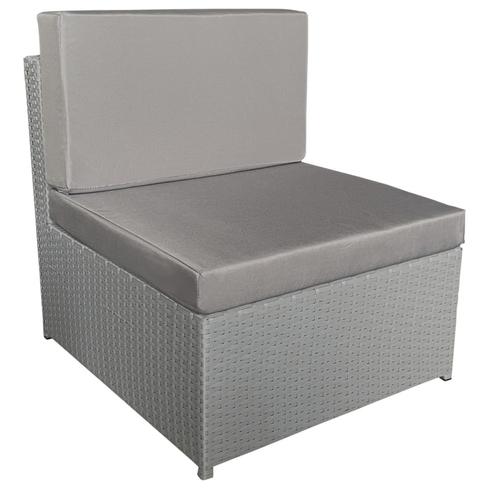 Salon de jardin BONIFACIO en résine tressée gris 6 places - coussin gris