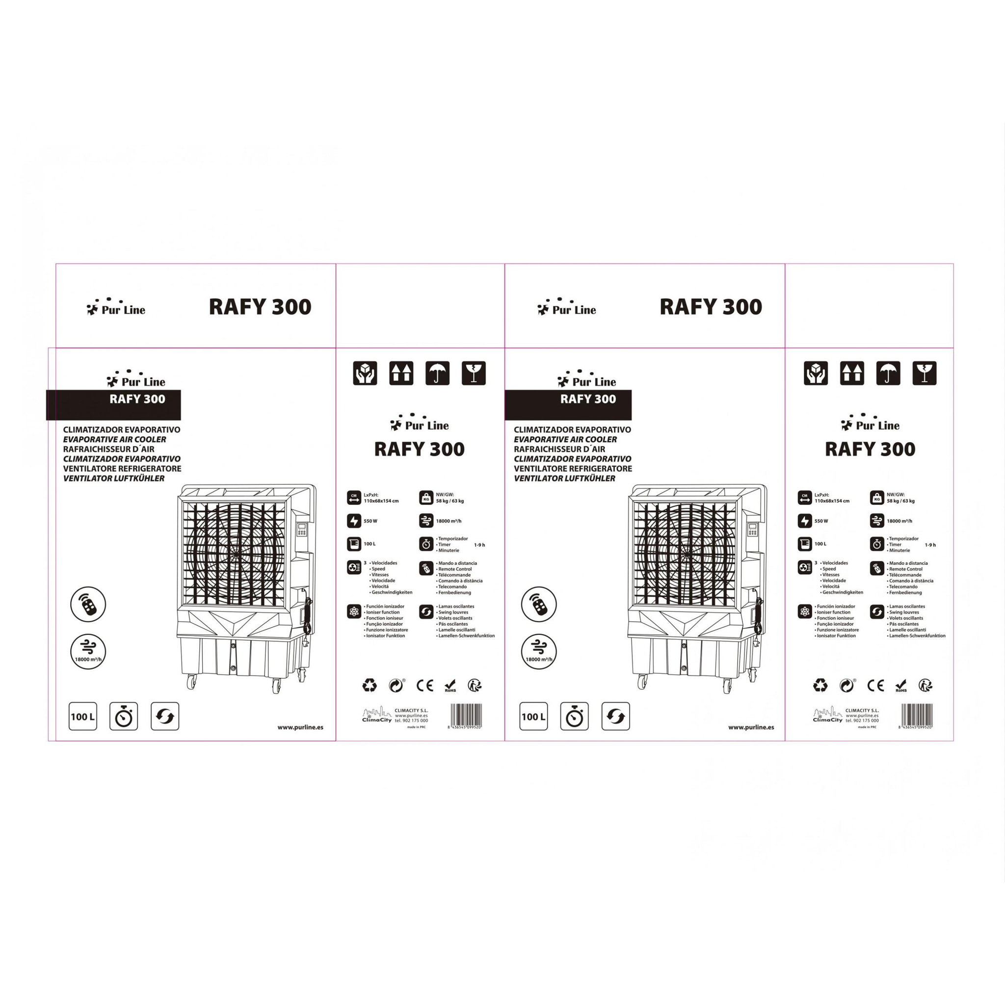 Rafraîchisseur par évaporation à haut débit et réservoir de 100L