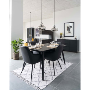 Set 2 sedie da pranzo Harbo con braccioli in ecopelle nera e gambe in metallo nero