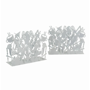 Set di 2 portariviste in metallo design posate bianco cm35x12h26