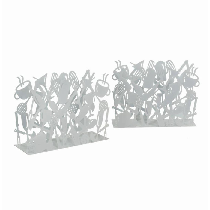 Set di 2 portariviste in metallo design posate bianco cm35x12h26