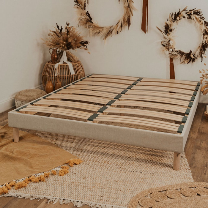 Sommier à lattes en bois LINO - Livré en kit - Beige