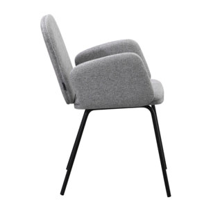 Sedie con braccioli grigio chiaro e gambe nere in metallo - Kendal