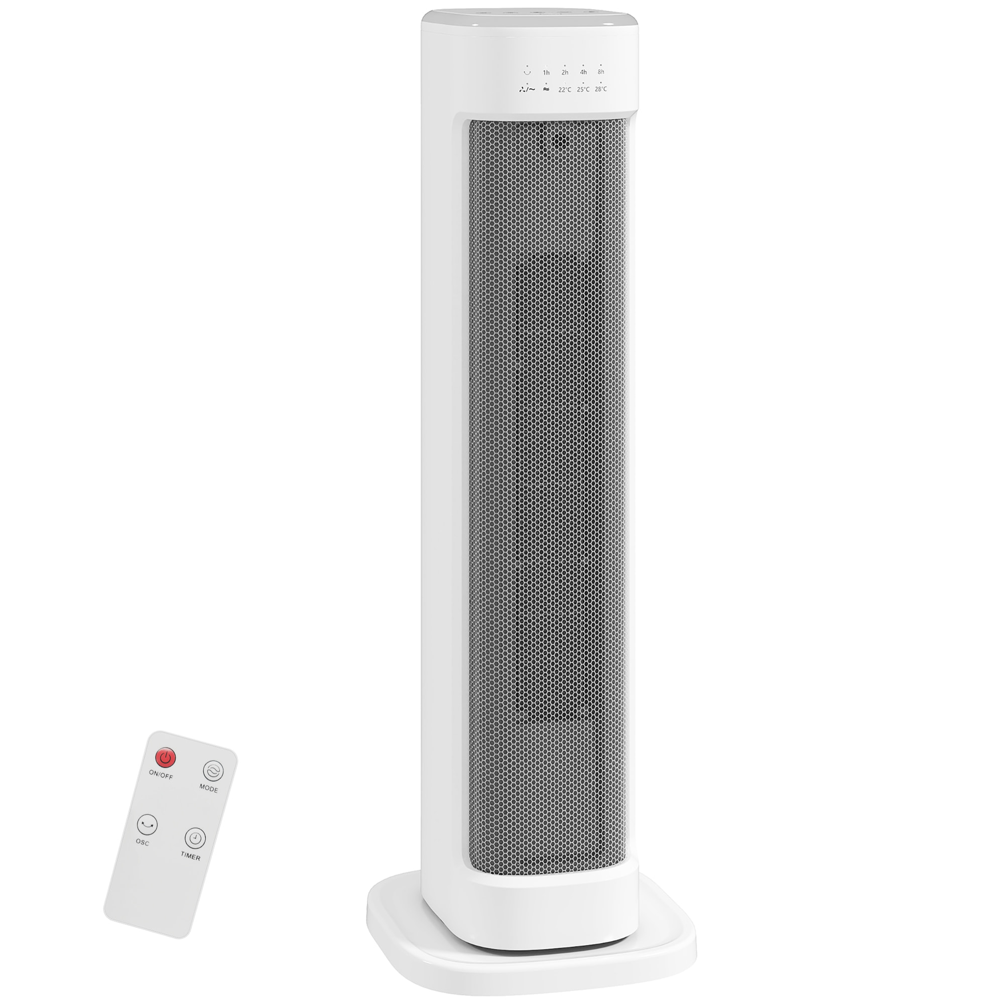 Chauffage d'appoint céramique PTC - radiateur électrique soufflant oscillant 1200-2000W timer télécommande - blanc