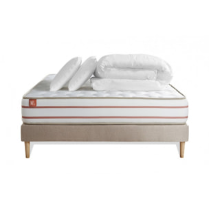 Pack matelas LE DOUX - Mémoire de forme - Ep. 24 + sommier kit Beige