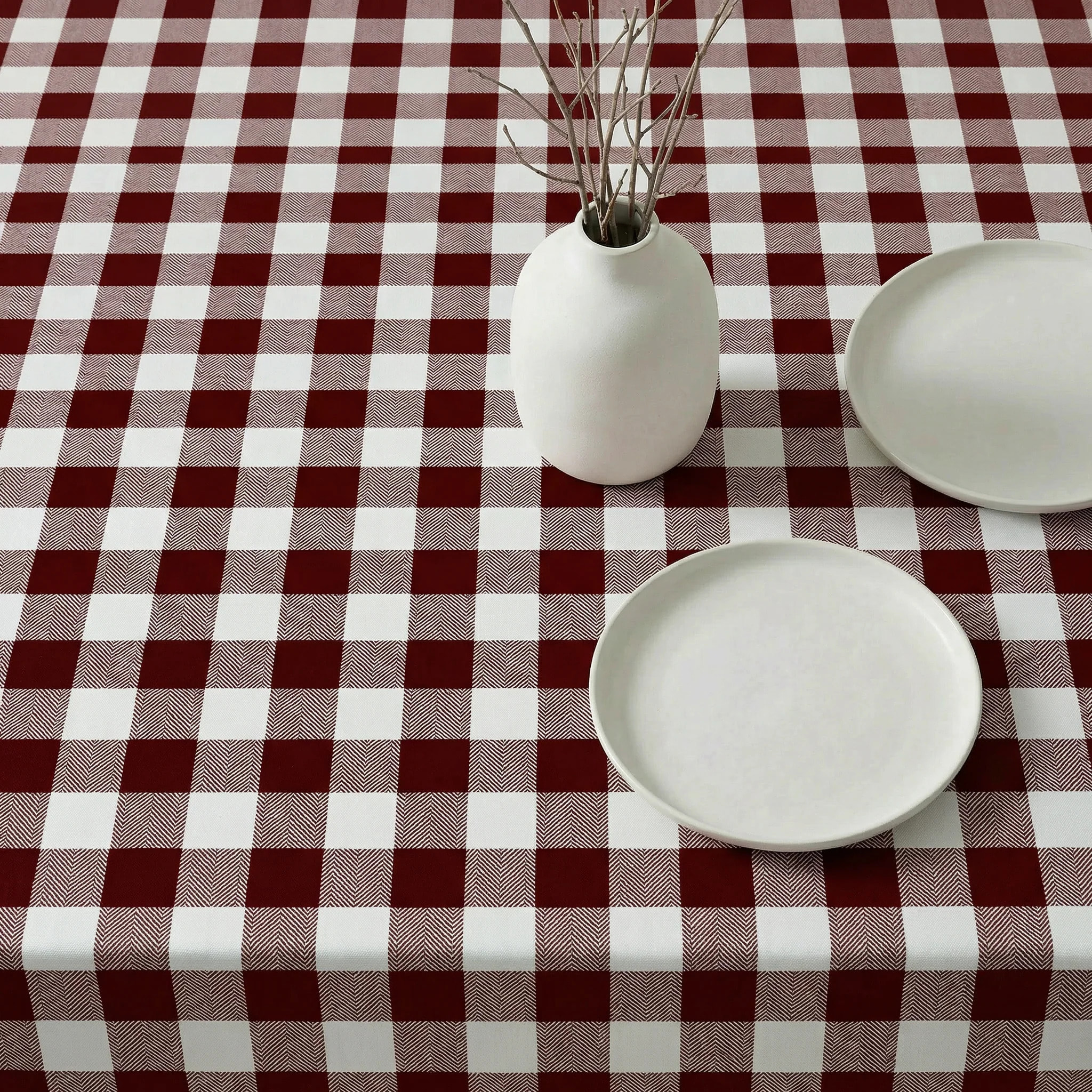 Nappe antitache au toucher tissu imperméable Carreaux grenat