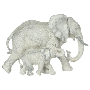 Statue 2 éléphants Kenna H.15,5cm résine