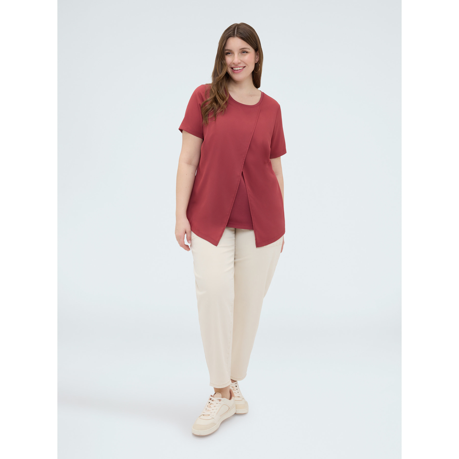 Fiorella Rubino - Camiseta bimatérica con detalle cartera - Rojo