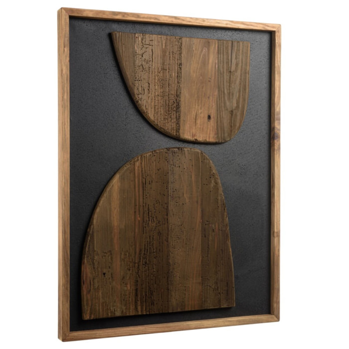 SANDY - Décoration murale 62x82cm formes sur fond noir Pin recyclé