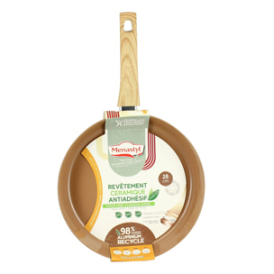 Poêle 28cm avec revêtement céramique noisette - tous feux COLORAMA
