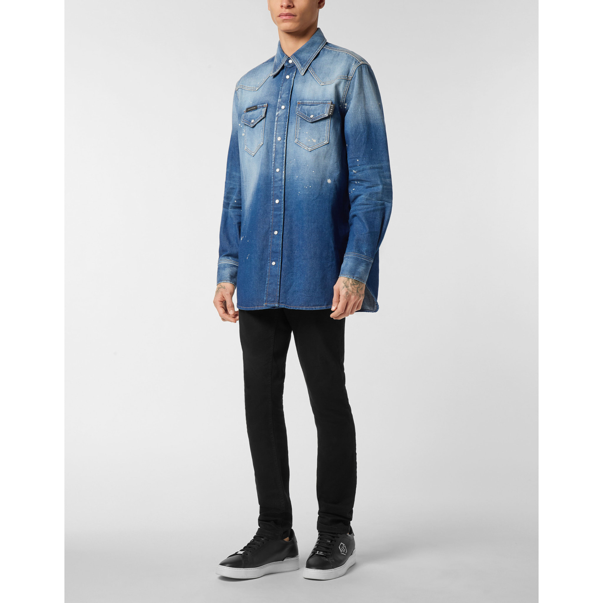 PHILIPP PLEIN Denim Shirt Ls