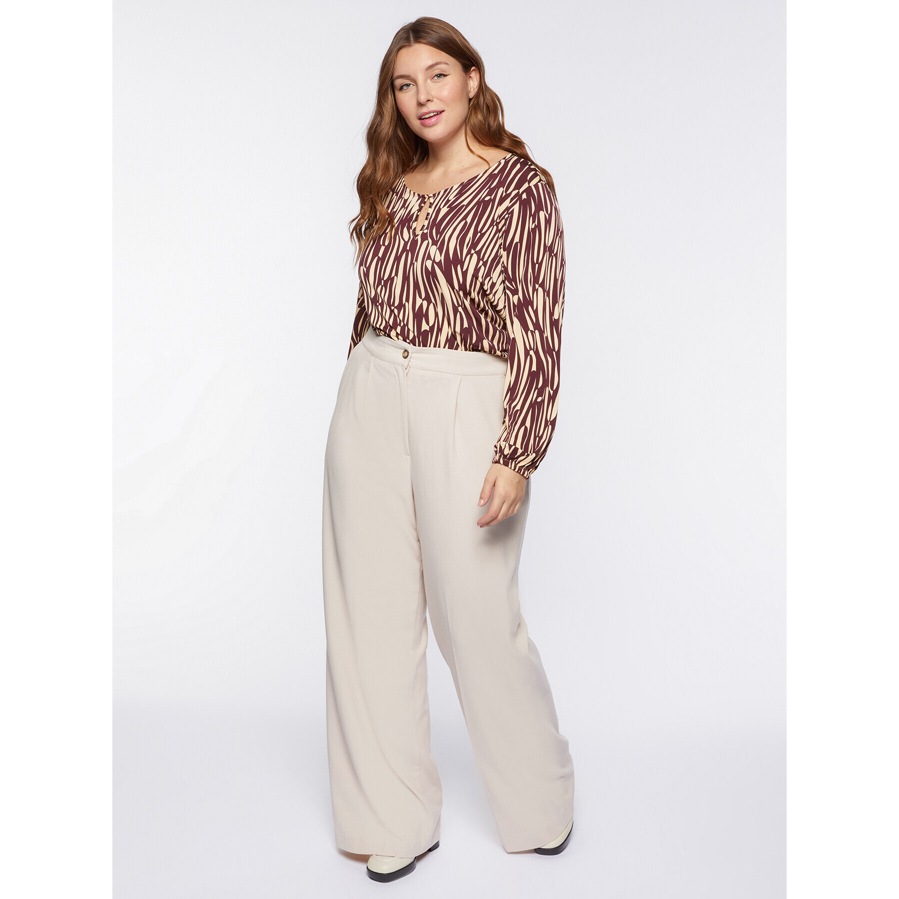 Fiorella Rubino - Pantalones palazzo con pliegues - Beige