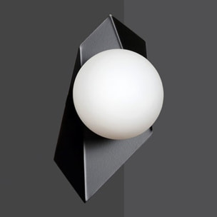 Lampada a parete Drifton in acciaio nero e vetro
