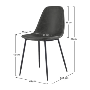 Lot de 2 chaises en cuir synthétique gris/noir - Henrik