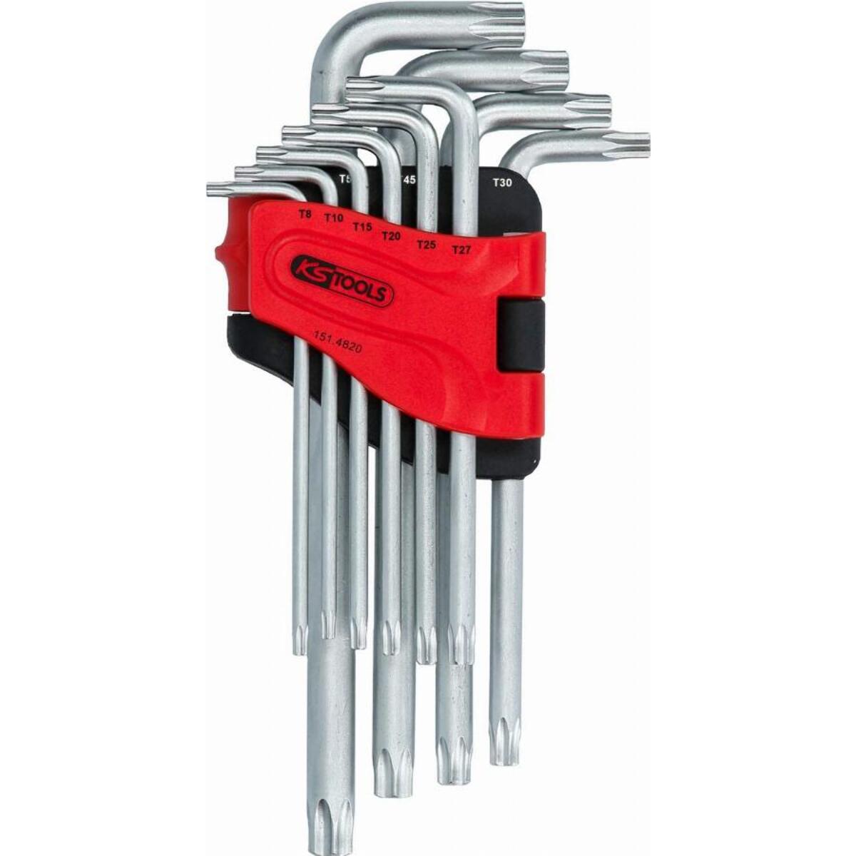 Jeu de 10 clés mâles Torx percées longues -T 8 à T 50 - KS TOOLS - 151.4820