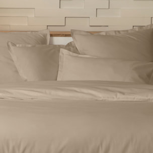 Parure de couette + taie 100%percale de coton 80 fils/cm2-unie lin