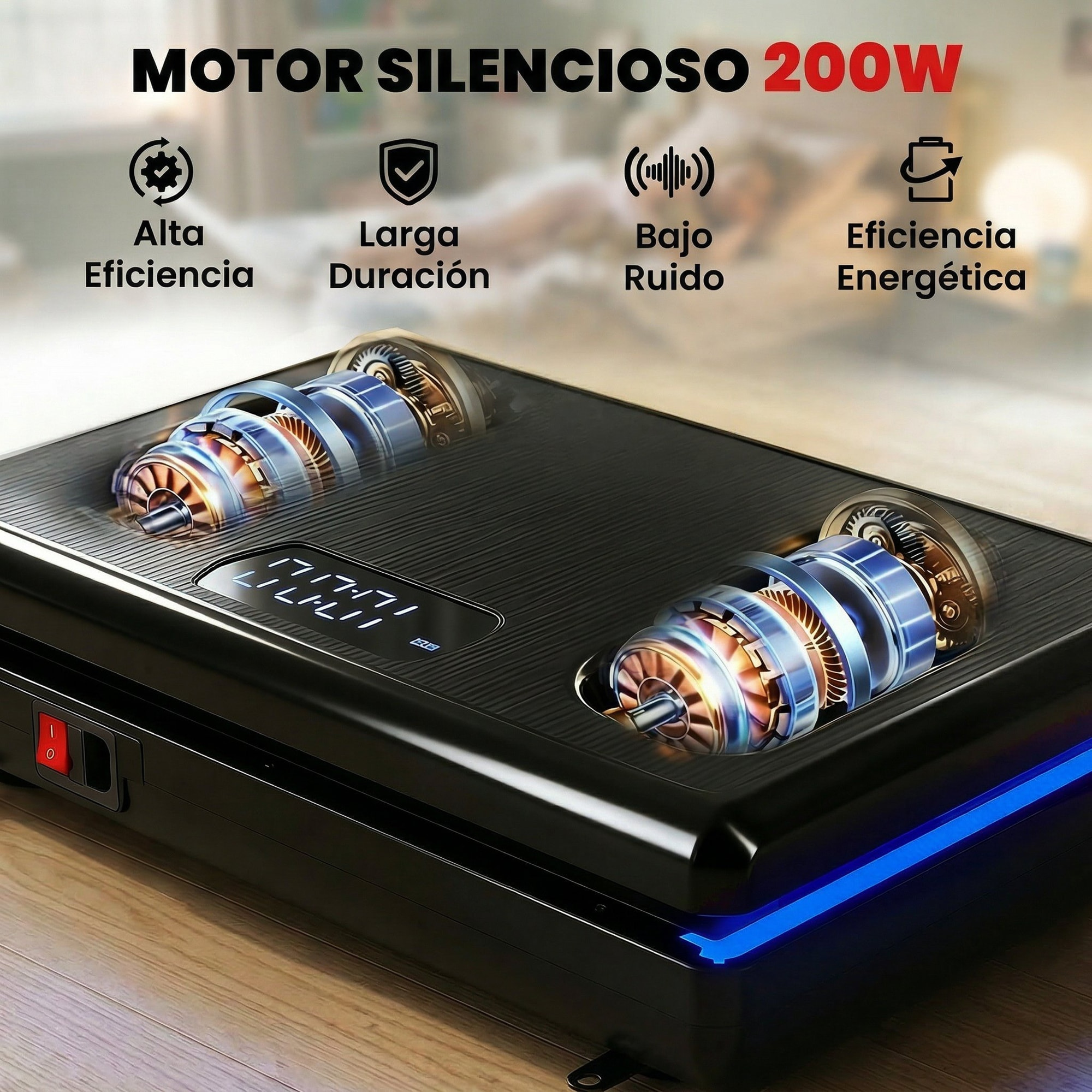 Plataforma Vibratoria, 120 Velocidades, 5 Programas, Plataforma Vibración Muscular 200W con 2 Bandas Elásticas, Pantalla LED, Luz, Mando a Distancia, Carga 120 kg para Hacer Ejercicio en Casa