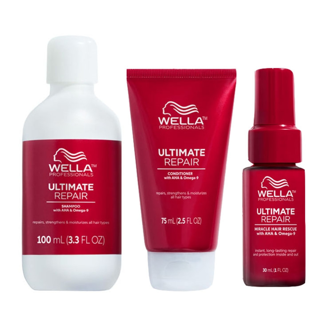 WELLA Kit Ultimate Repair Shampoo 100ml + Deep Conditioner 75ml + Miracle Hair Rescue 30ml