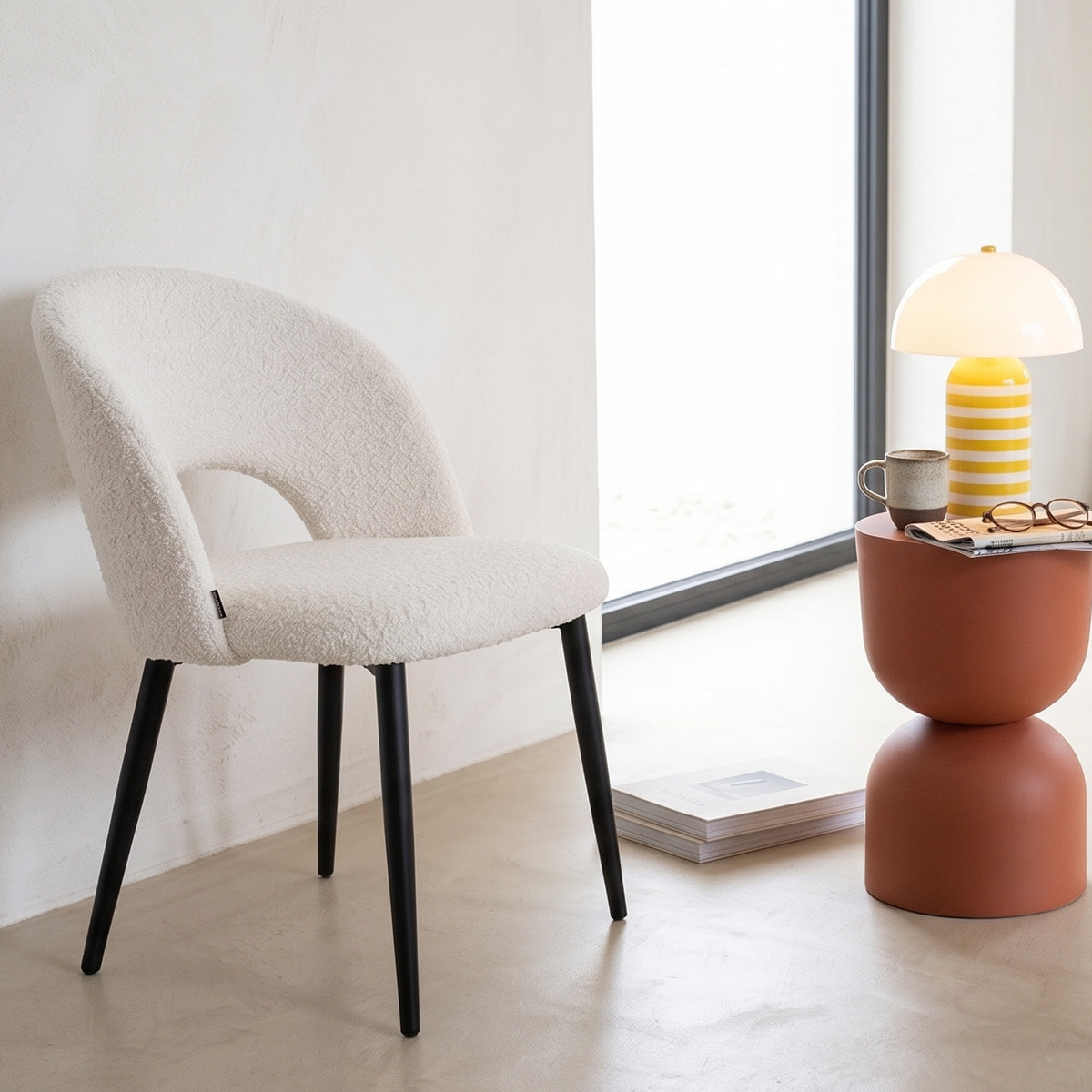 Lot de 2 chaises en tissu bouclette - MOSS