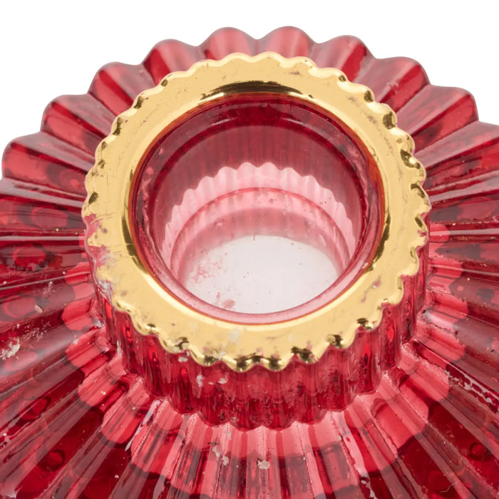 Photophore de Noël en verre réversible rouge et vert