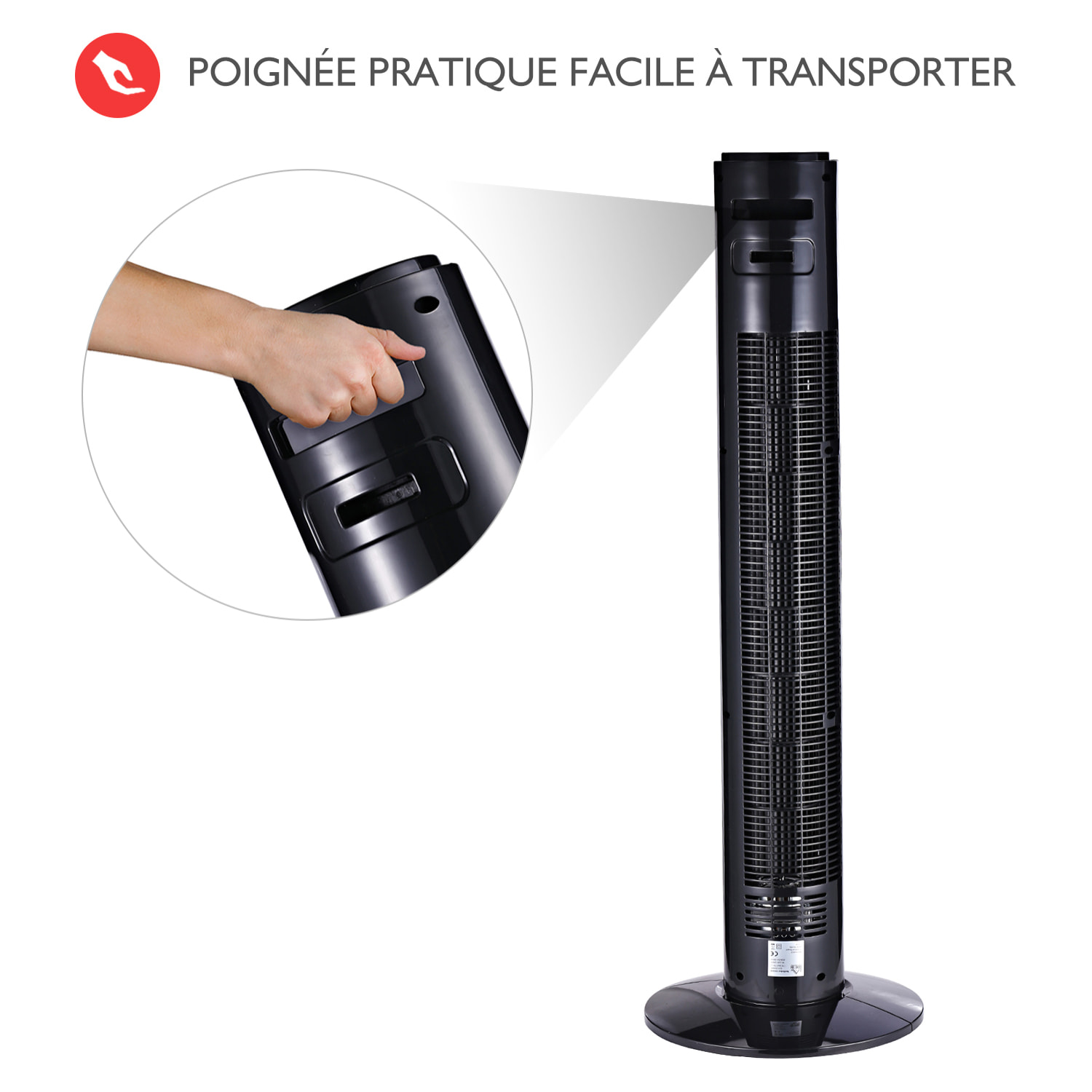 Ventilateur colonne tour 45 W programmable oscillant avec télécommande noir