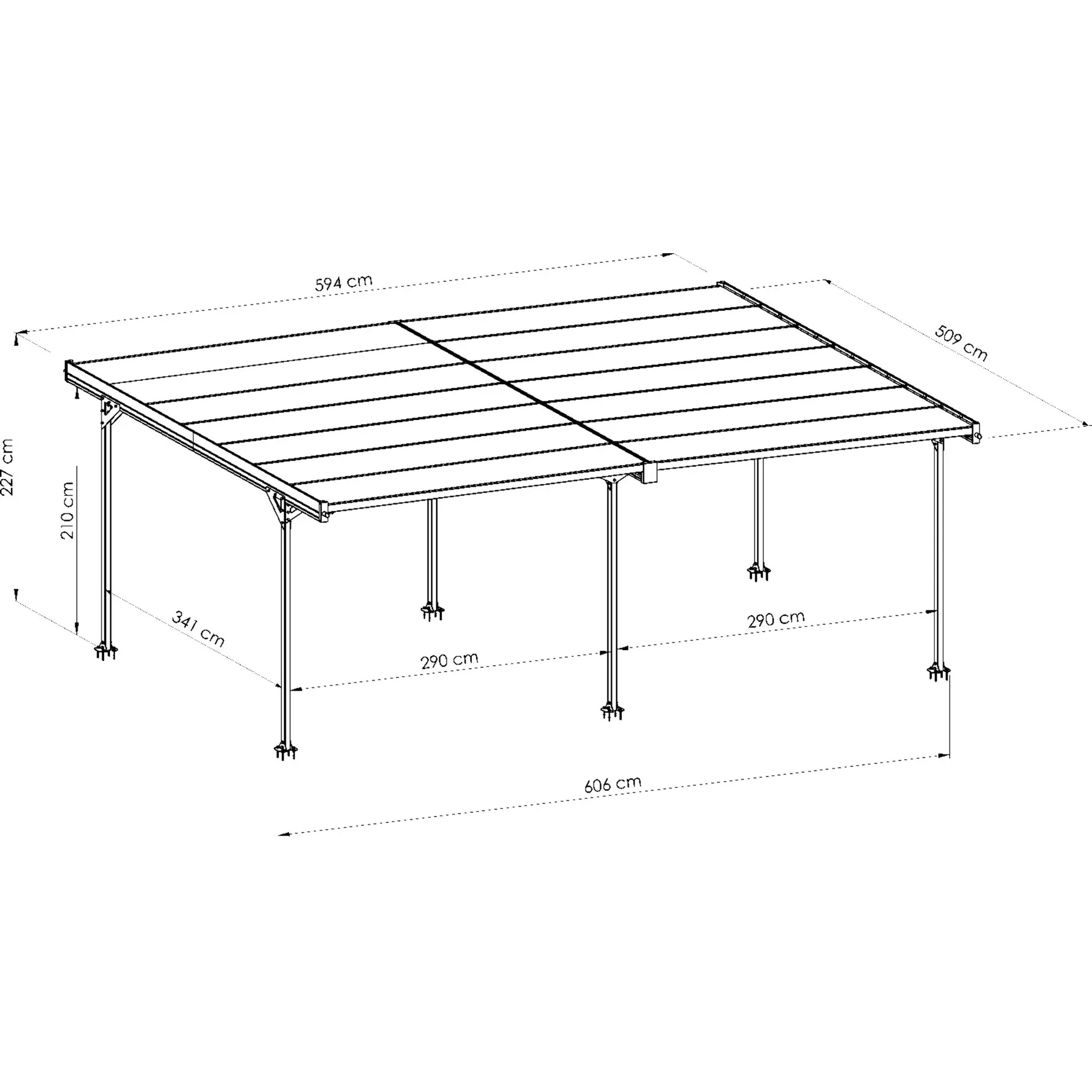 Carport double aluminium Trigano - Mistral Double - 30 m²