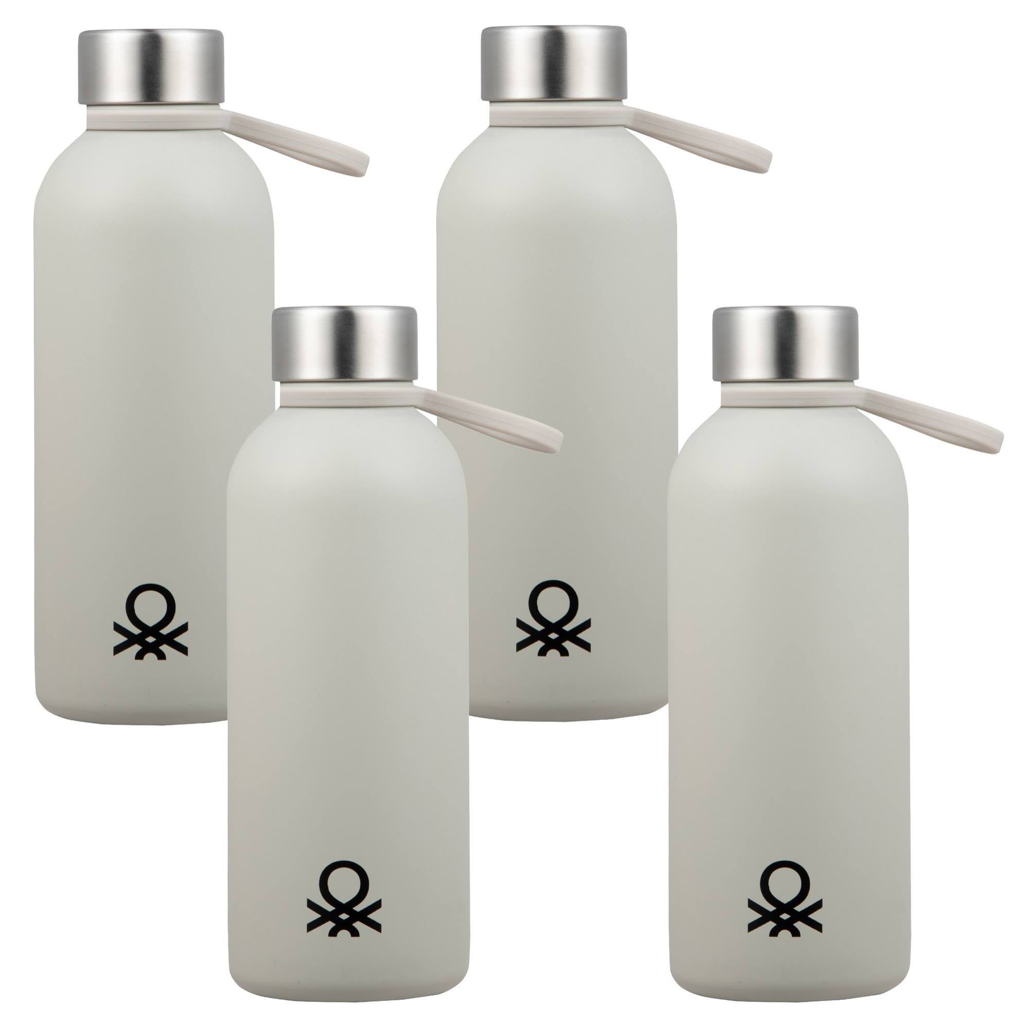 Set de 4 botellas de 500ml blanco en acero inoxidable united in green