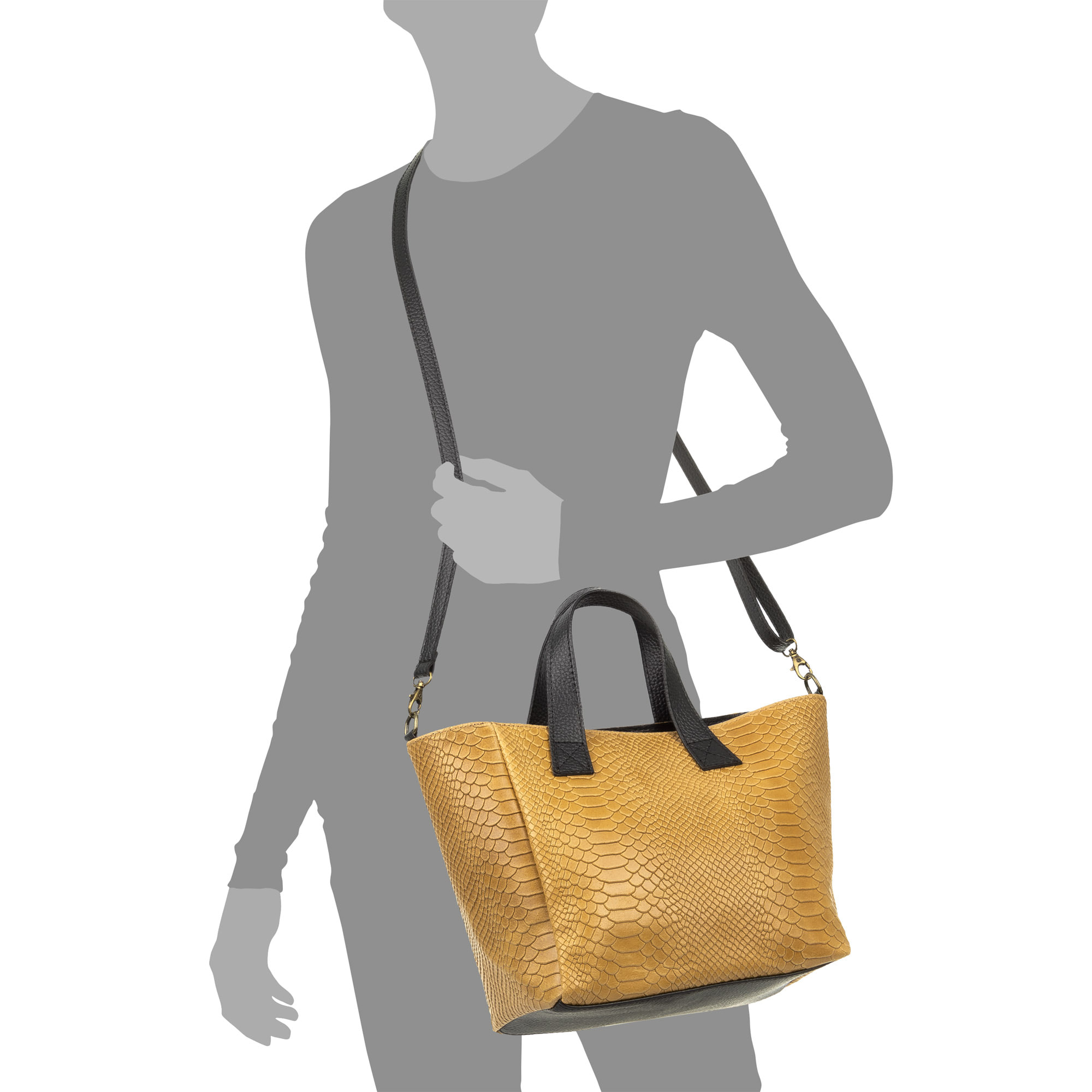 Cassandra Borsa tote Donna.Vera Pelle Camoscio Stampa Serpente