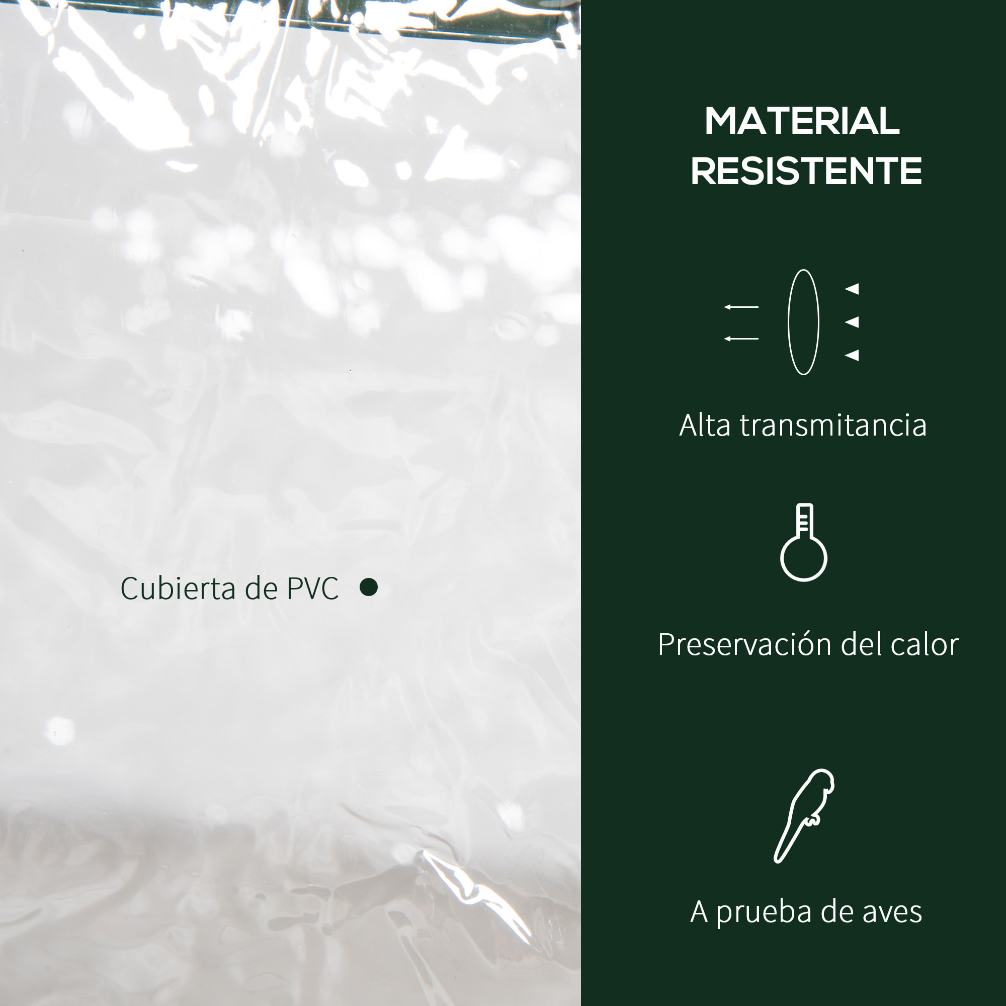 Invernadero de Jardín con 3 Estantes Metálicos y Puerta Enrollable 69x49x125 cm