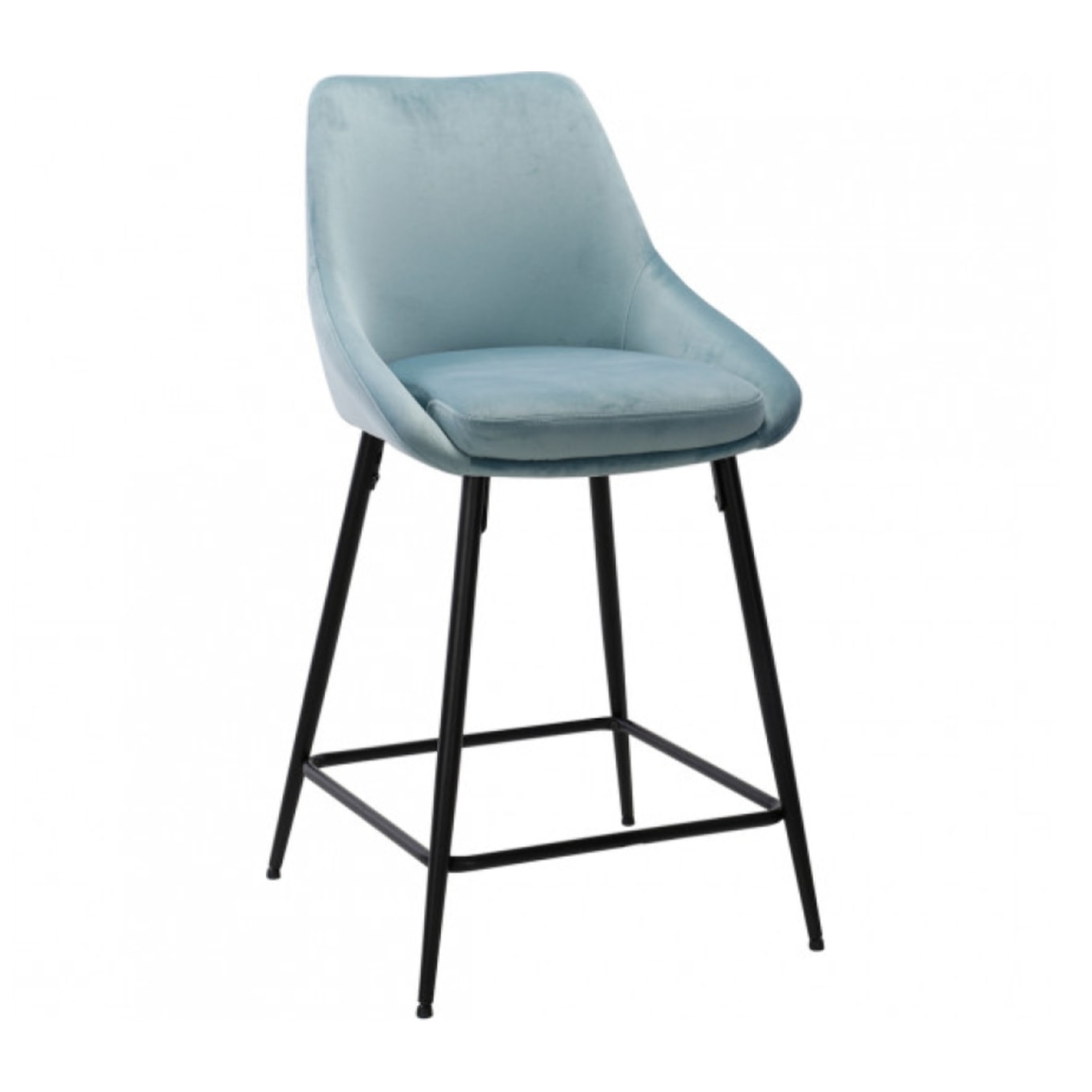 Tabouret de bar en velours avec piètement métal noir - 6 coloris - MONDO